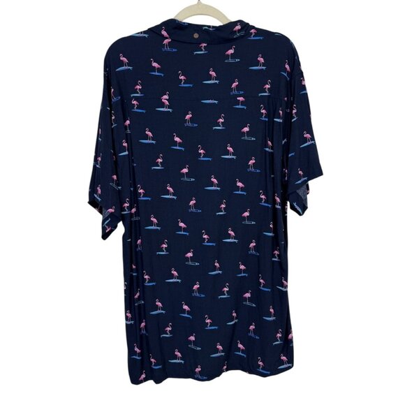 Kenny Flowers Shirt Island Classics Button-Up Blue Pink Flamingo Print Mens XL - Picture 2 of 7